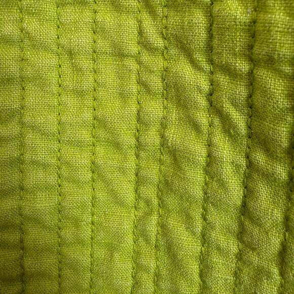 RUSS BERENS | Pea Green Quilted Linen Blend Zip Up Vest Boho Kantha Extra Small - Picture 3 of 6